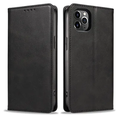Produktbild von Handyhülle für Apple iPhone 11 Pro Max Kunstleder Flip Cover Hülle Klapphülle Case Kartenfach Farbe: Schwarz