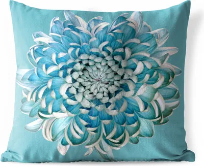 Produktbild von MuchoWow® Outdoor Kissen - Blaue Chrysantheme - 40x40 cm - Wetterfest - Lounge Kissen - Kopfkissen - Interieur - Polster mit Bild