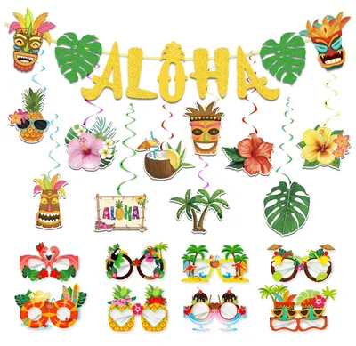 Hawaii-Deko-Set, 27-teilig, für Sommerpartys, Strand & Pool