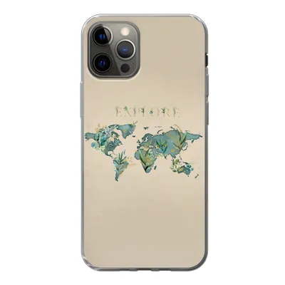 Produktbild von MuchoWow® Handyhülle Schutzhülle Hülle für iPhone 12 Pro Weltkarte - Pflanzen - Wasser Silikon Softcase Handy Hülle - Abdeckung