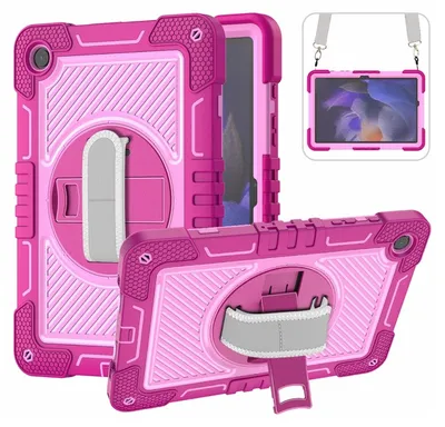 Immagine prodotto di Per Samsung Galaxy Tab A9 Plus stand-up all'aperto ibrido rosa / rosa 360 gradi con custodia tablet cinghia di tenuta