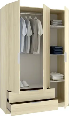 Produktbild von Mayos - Kleiderschrank 3-türig, 51x137 cm Eiche Braun, Garderobe