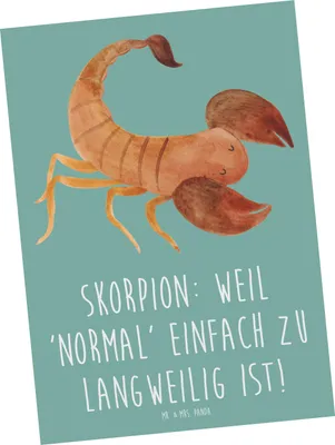 Produktbild von Mr. & Mrs. Panda Postkarte Skorpion Unikat - Meeresbrise - Geschenk, Motto, Geschenke Astrologie, Geheimnisvoll, Sternzeichen, Horoskop, Ansichtskarte, Leidenschaft