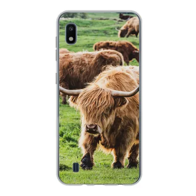Produktbild von MuchoWow® Handyhülle Schutzhülle Hülle für Samsung Galaxy A10 Schottische Highlander - Tiere - Gras Silikon Softcase Handy Hülle - Schutzhülle