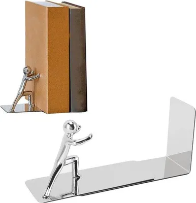 Produktbild von Famanu Buchstützen Metall - Kung Fu Mann - Robuste Buchstützen - Buchhalter für Regal Büro Zuhause