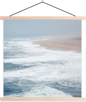 Produktbild von MuchoWow® Textilposter Strand - Meer - Golf 60x60 cm mit holzfarbenen Rahmen - Wanddekoration