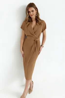 Zdjęcie produktu dla Stylove Damska sukienka midi Ivoron S363 beżowa M