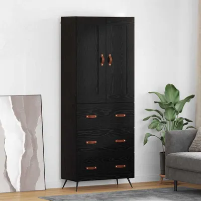 Produktbild von vidaXL Highboard Schwarz Eichen-Optik 69,5 x 34 x 180 cm Holzwerkstoff