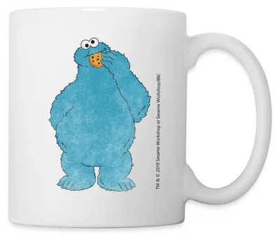 Produktbild von Spreadshirt Sesamstraße Krümelmonster Naschen Kekse Tasse, One size, Weiß
