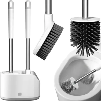Produktbild von WC Bürsten Set Mit 2 verschieden Klo-Bürsten TPR PP Badezimmer-Reinigung Weiß 24377