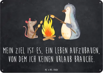 Produktbild von Mr. & Mrs. Panda tafel Pinguin Lagerfeuer DIN A6 - Kreidetafel - Geschenk, Metallbild, Job, Motivation, Schild, Maus, wandtafel, Blechschild, Wandbild, Liebe, Arbeit