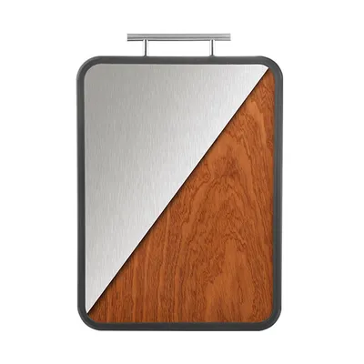 Produktbild von Schneidebrett 38×26 Holz Edelstahl – Doppelseitiges Küchenbrett mit Anti-Rutsch-Rahmen, langlebig & robust