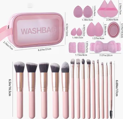 Produktbild von INF 27-teiliges Rosa Make-up Pinselset - Lidschatten, Foundation & Beauty Blender