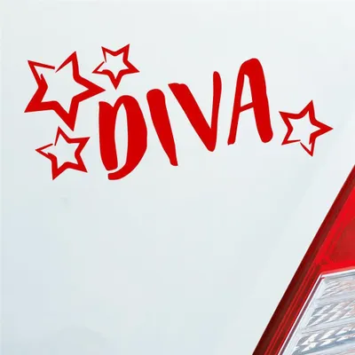 Produktbild von Auto Aufkleber Diva Sterne Stars Schriftzug 17,5x10 cm Rot Sticker Heckscheibenaufkleber