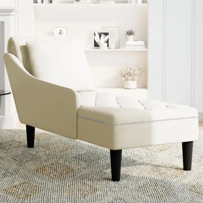 Produktbild von Möbel Recamieren - Creme - CLORIS Chaiselongue mit Kissen und Rechter Armlehne Creme Samt,16.2 Kg - 838042