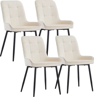 Image de CLIPOP lot de 4 chaises de salle à manger, chaise de salon avec dossier, velours, beige