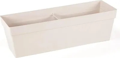 Produktbild von 1+1 Elegante Blumentopf mit Drainage in Crème, 52x17 cm, ideal für Kräuter und Pflanzen, UV-beständig und winterhart