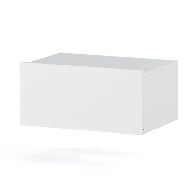 A white, floating drawer unit against a white background.