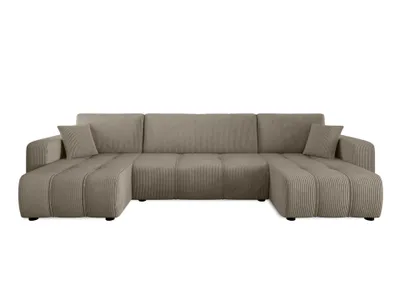 Produktbild von Couchgarnitur Sofa Sofagarnitur ALICE U im Cord Stoff samt in U Form mit Schlaffunktion und Bettkasten Wohnlandschaft Polsterecke Couch Wellenfederung