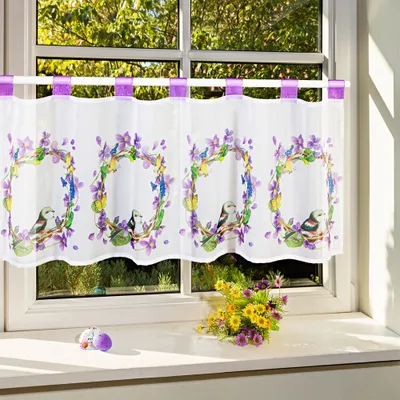 Produktbild von Scheibengardine Küche Gardine Bistrogardine Kurzgardine Vogel Motiv 45 x 120 cm