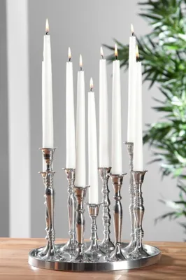 Zdjęcie produktu dla Designerski świecznik wykonany z polerowanego aluminium, 9-palnikowy - Shine Classic - Świecznik