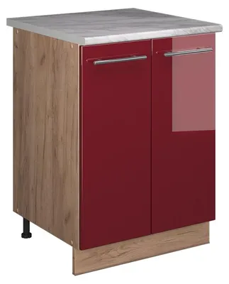 Produktbild von Spülenunterschrank Vicco Fame-Line Bordeaux Hochglanz/Goldkraft Eiche 60 cm, Model 65228