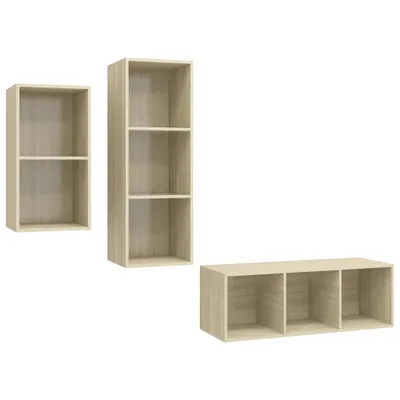 Produktbild von vidaXL 3-tlg. TV-Schrank-Set Sonoma-Eiche Holzwerkstoff