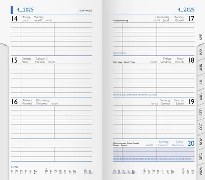Image de Calendrier de remplacement 756 8,7x15,3cm 1 semaine/2 pages 2025