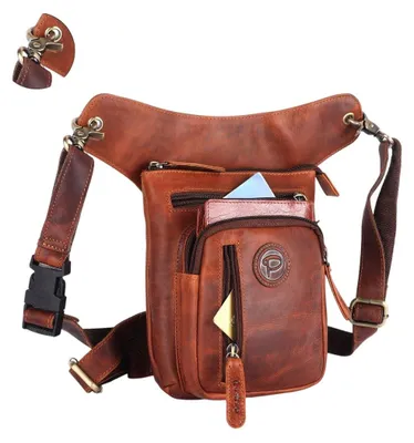 Produktbild von Leder Beintasche Motorrad Herren Damen Tasche Beinbeutel Vintage Pedro