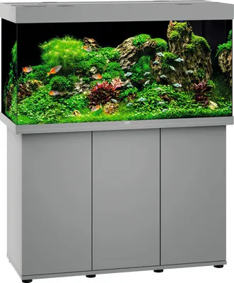 Produktbild von Aquariumkombination JUWEL Rio 350 SBX mit LED-Beleuchtung, Heizer, Filter und Unterschrank grau
