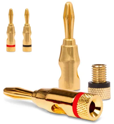 Produktbild von 4x Bananenstecker vergoldet High End Bananas UC-Express 24K für Kabel bis 6mm²