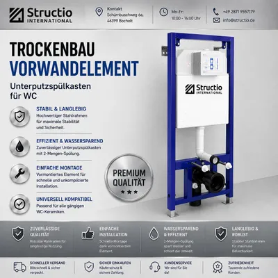 Produktbild von Trockenbau Vorwandelement Unterputzspülkasten Toilettenkasten WC Spülkasten Montageelement Bidet Waschbecken Urinal