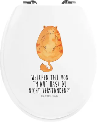 Produktbild von Mr. & Mrs. Panda Toilettendeckel Katze Mittelfinger - Weiß - Geschenk, klo deckel, WC Sitz, Cats, Cat, Kater, Katzen, Mietze, Klodeckel, Brille