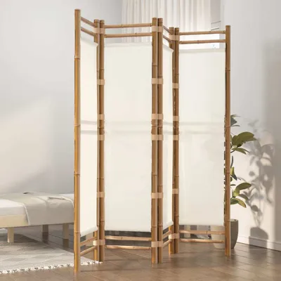 Produktbild von Möbel 4-tlg. Paravent Faltbar 160 cm Bambus und Canvas - Paravents 350624
