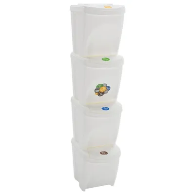 Produktbild von The Living Store Stapelbare Mülleimer 4 Stk. Weiß 100 L Polypropylen