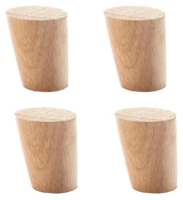 Obrázok produktu pre 4 kusy drevených nožičiek na nábytok, 6 cm, šikmé drevené nožičky s montážnymi platňami