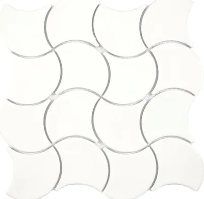 Produktbild von Keramik Mosaik Fächer elfenbein glänzend Welle Wand Fliesenspiegel Küche Dusche Bad MOS13-FS19_f
