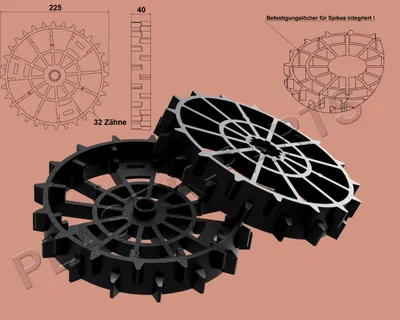 Produktbild von Antriebsräder 2er Set Offroad Profil für WORX Landroid L L1500i L2000i WG797E