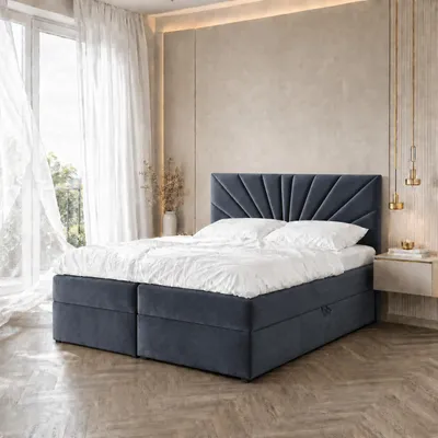 Produktbild von Boxspringbett TEO2 140x200 Bettkästen|Topper|Doppelbett|Bonell-Matratze|Polsterbett|Bett|Schlafzimmer-Dunkelgrau