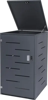 Produktbild von Kryt na odpadkový kôš HWC-E83, kryt na odpadkový kôš, výsuvný 117x66x80cm ~ antracit, oceľ 33kg