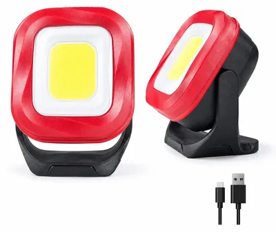 Produktbild von LED Arbeitslicht 2er Set, tragbare magnetische Arbeitsleuchte mit Akku, 1000 Lumen COB Lampe für Camping, Outdoor, Baustelle und Notfälle