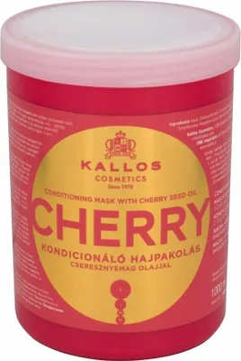 Zdjęcie produktu dla Kallos KJMN Cherry Hair Mask 1000ml, 1000 ml, Kobiety, Włosy zniszczone, Włosy suche, Nawilżający, Odżywiający, Zmiękczający, Wapń, Wiśnia (owoc)