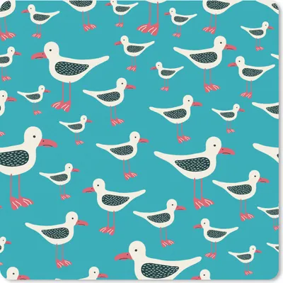 Produktbild von MuchoWow® Mauspad Mousepad Retro - Möwe - Schnittmuster - Kind 20x20 cm - Mousepads - Maus Mat - Pad - Mausunterlage - Desk Mat - Bureauartikeln