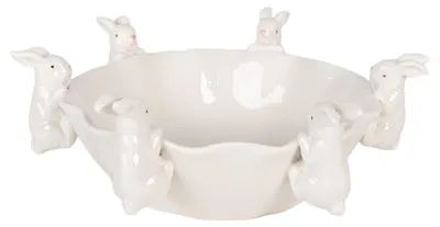 Obrázok produktu pre Clayre & Eef Dekoračná miska Králik 21x20x7 cm Biela keramika