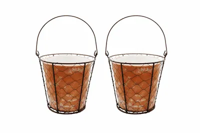 Produktbild von Topf Zement VALO mit Draht und Henkel Übertopf terra Pflanzgefäß Shappy Antik Blumentopf Ø20cm H18cm