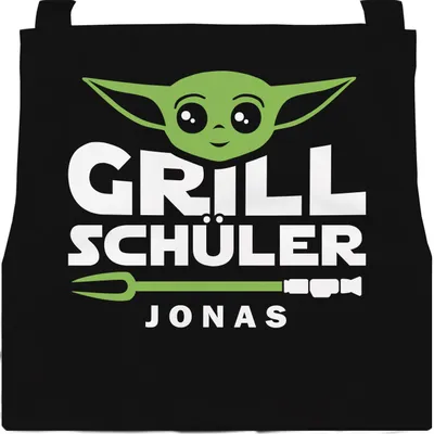 Produktbild von Grillschürze für Kinder mit Namen Grillschüler Sternensaga personalisierte Kinderschürze Kochschürze MoonWorks® Grillschüler schwarz 3-6 Jahre