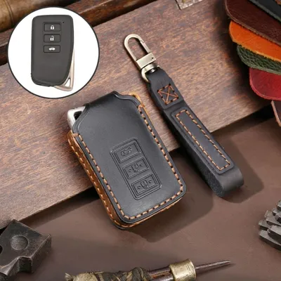 Image de Pour Lexus 3-Button Hallmo Car Kowhide Leather Protective Cover Key Case (Black)