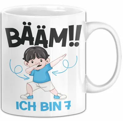 Immagine prodotto di Tazza BÄÄM «Ho 7 anni» – Regalo di compleanno per bambini con DabTanz (bianca)