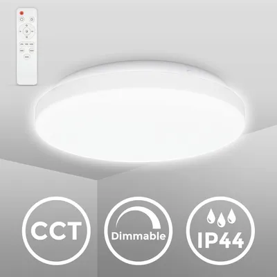 Immagine prodotto di B.K.Licht 12W Plafonera LED per bagno dimmerabile, luce da calda a fredda CCT, IP44 resistente agli schizzi dacqua, 1200lm, telecomando, lampada da soffitto con diametro 288mm