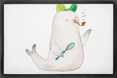 Produktbild von Mr. & Mrs. Panda Schmutzfangmatte Robbe Sherlock 60 x 90 cm - Schwarz - Geschenk, Lustige Sprüche, Gummimatte, Fussmatte, Fußabtreter, bodenmatte, fußmatte, Schmutzmatte